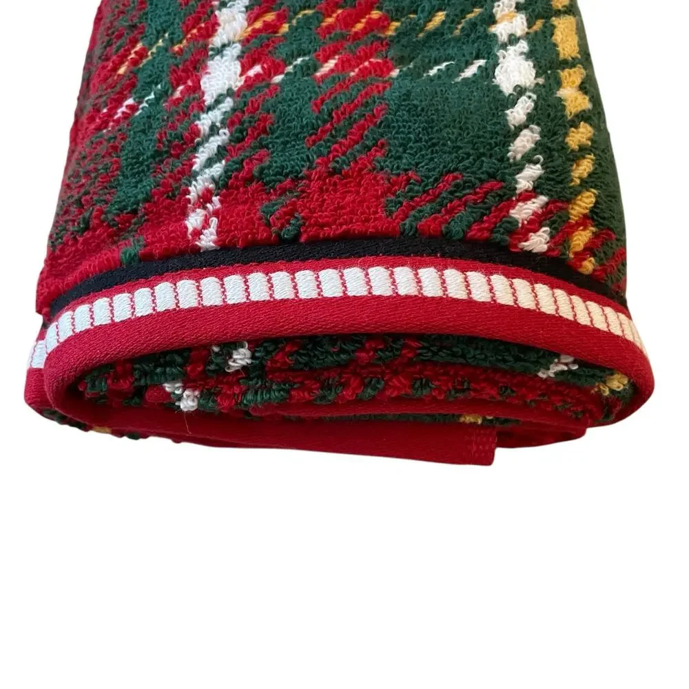 4pc Caro Home Holiday RED TARTAN Cotton 2 Bath 2 Hand Towel Set Christmas NEW